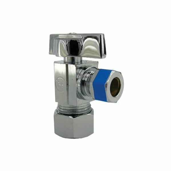 Lasco Angle Stop Valve, 5/8x3/8 in Connection, OD Coarse CompressionxOD Compression, Quarter-Turn Actuator 06-9209